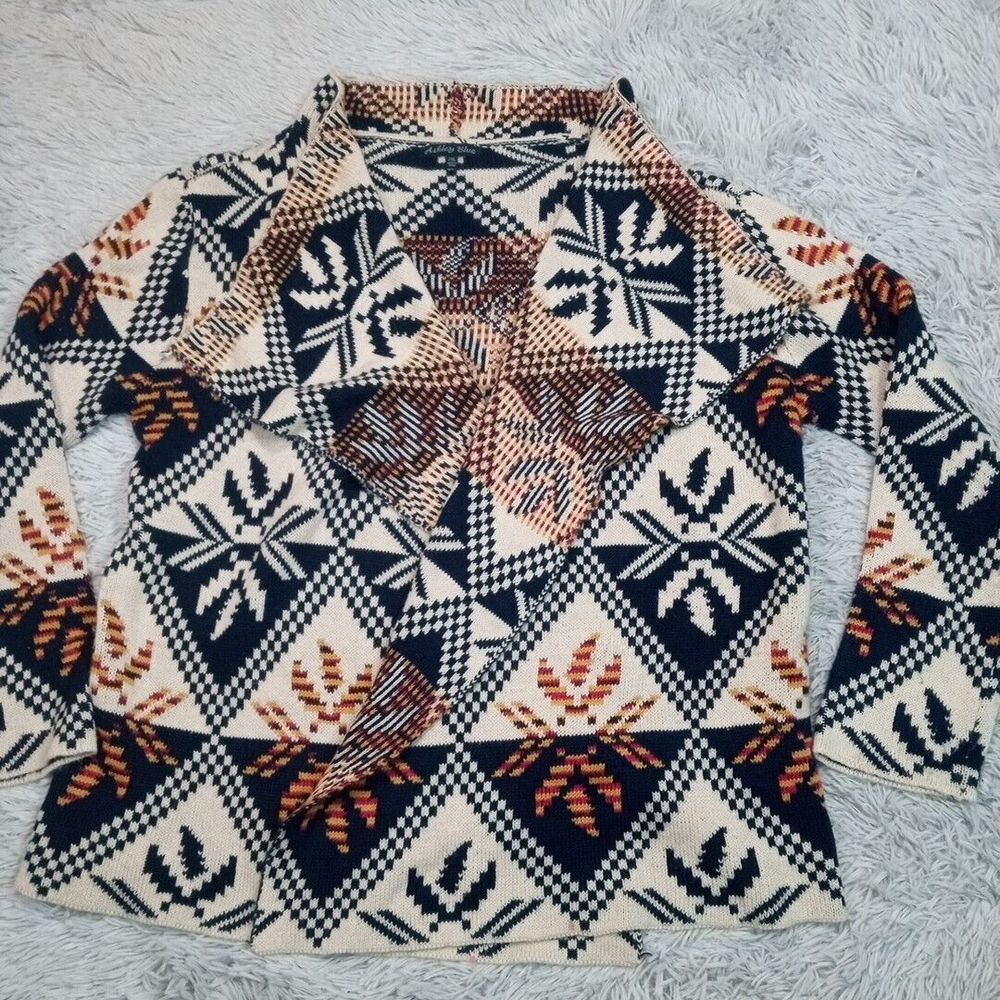 Ashley Blue Sweater Womens 2XL Blue Cardigan Open Front Cottage Core Boho‎ Comfy